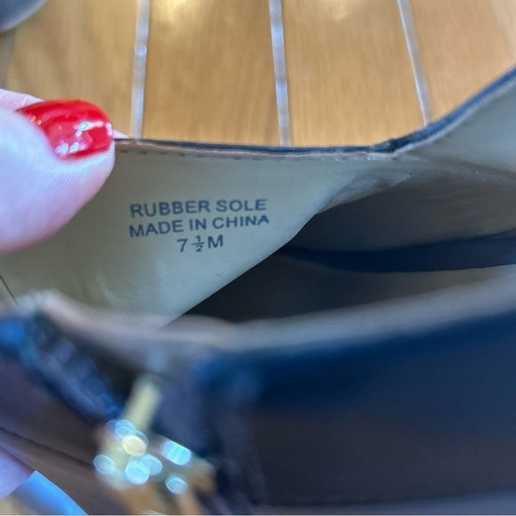 Ann Taylor Cara Crisscross Peep Toe Leather Sandals Heels Black Tan Women’s 7.5 - Picture 5 of 10